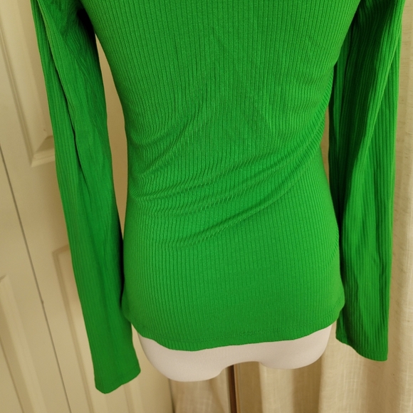 Jonathan Simkhai Merritt Cut Out Tie Neck Ribbed Top Parrot Green Size M NWT - Picture 9 of 9